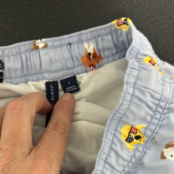 Janie and Jack Blue Dog Pattern Swim Shorts - Picture 2 of 2